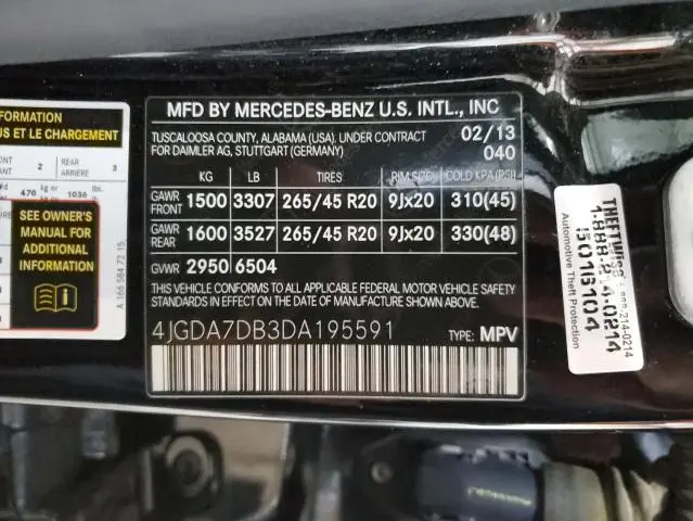 2013 MERCEDES-BENZ ML 550 4MATIC  