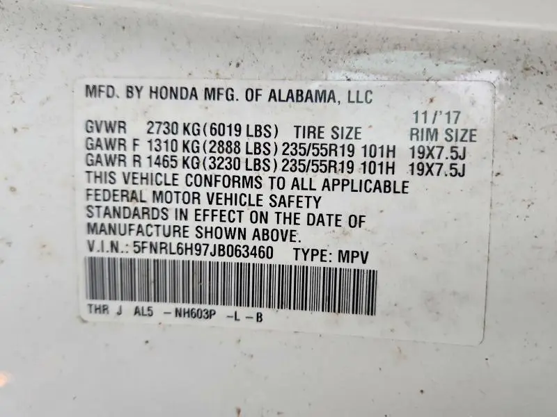 2018 HONDA ODYSSEY ELITE  