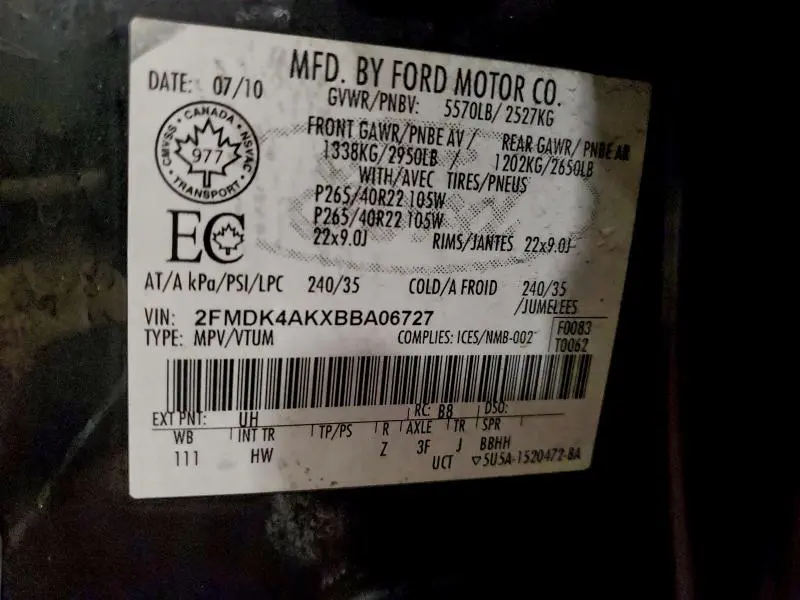 2011 FORD EDGE SPORT  