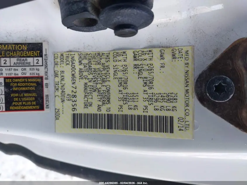 2014 NISSAN FRONTIER SV