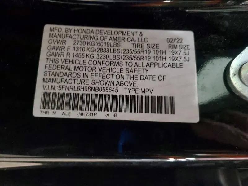 2022 HONDA ODYSSEY ELITE  