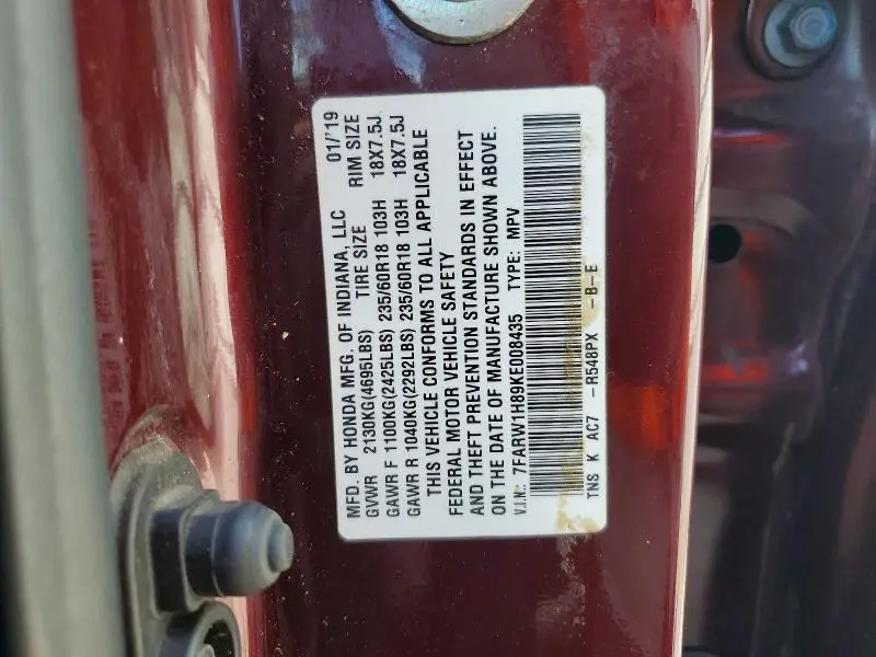 2019 HONDA CR-V EXL  