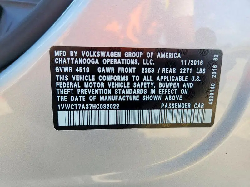 2017 VOLKSWAGEN PASSAT SEL PREMIUM  