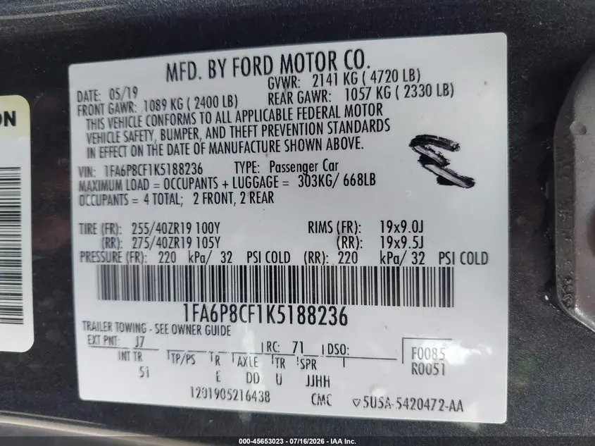 2019 FORD MUSTANG GT PREMIUM