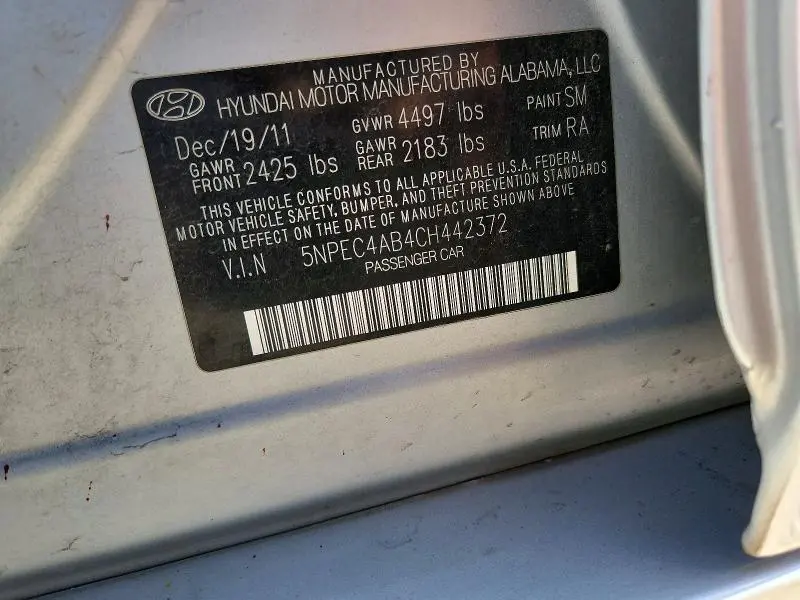 2012 HYUNDAI SONATA SE 2.0T  