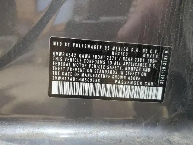 2017 VOLKSWAGEN GOLF ALLTRACK S  