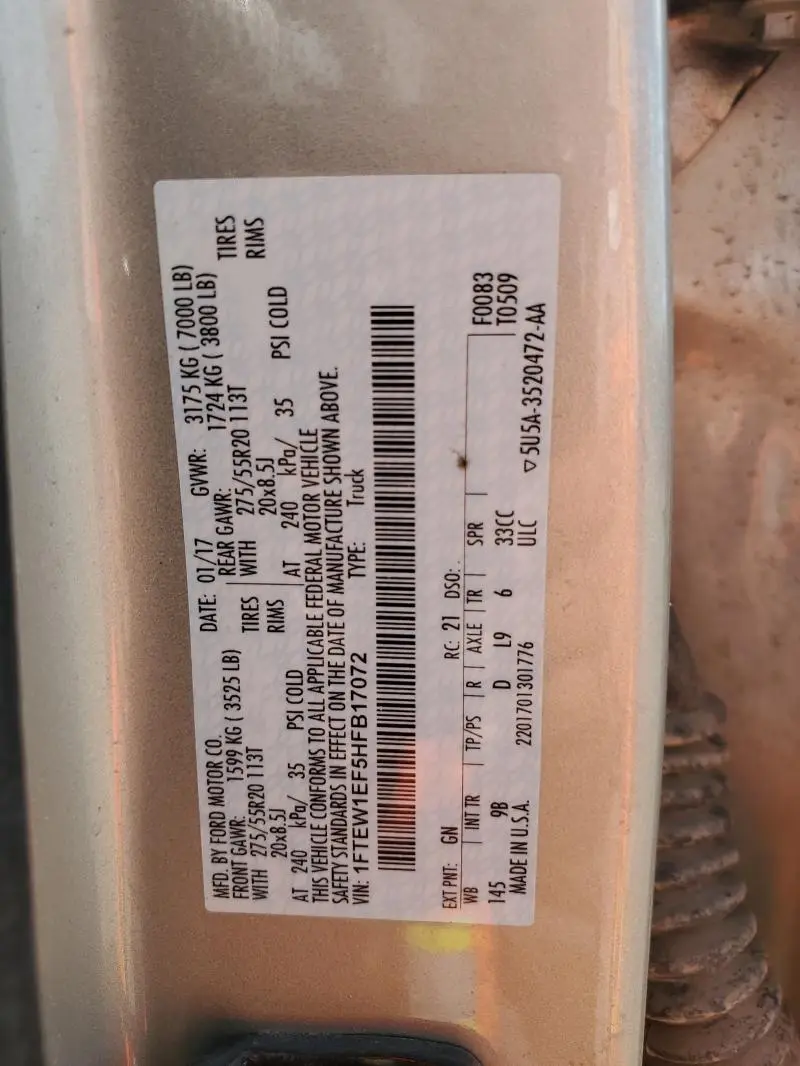 2017 FORD F150 SUPERCREW  