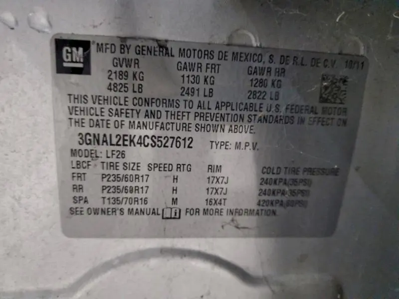 2012 CHEVROLET CAPTIVA SPORT  