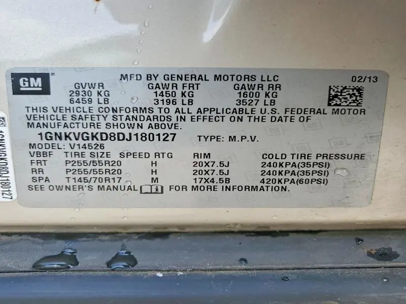 2013 CHEVROLET TRAVERSE LT  