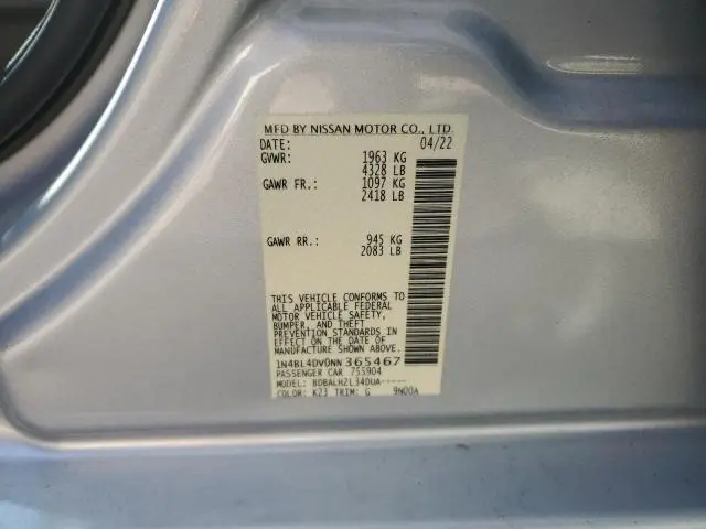 2022 NISSAN ALTIMA SV  