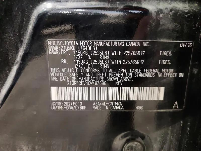 2016 TOYOTA RAV4 XLE  