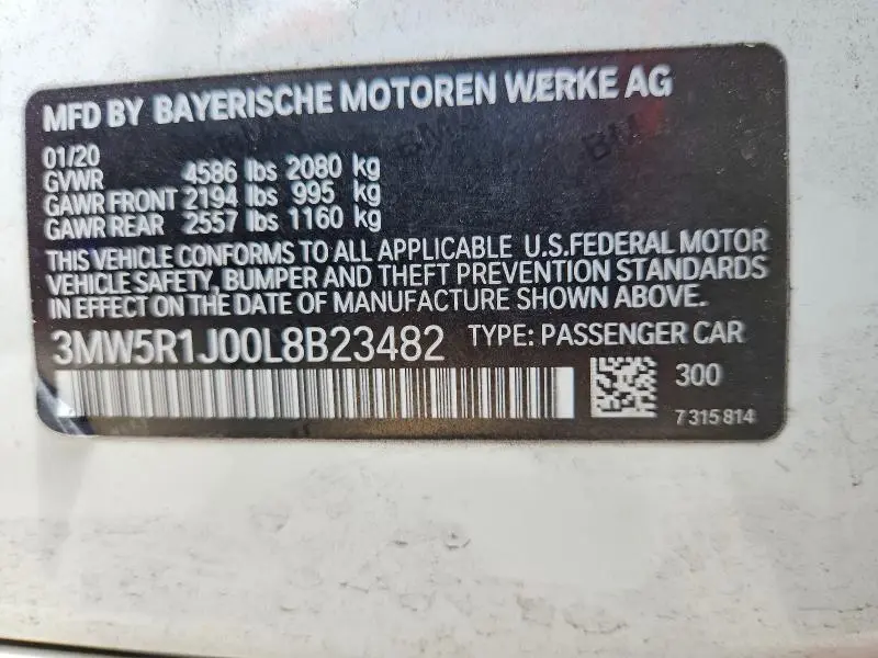 2020 BMW 330I   