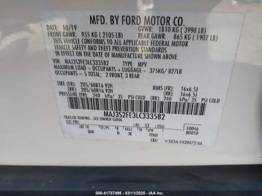 2020 FORD ECOSPORT S