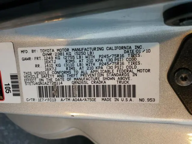 2010 TOYOTA TACOMA PRERUNNER ACCESS CAB  