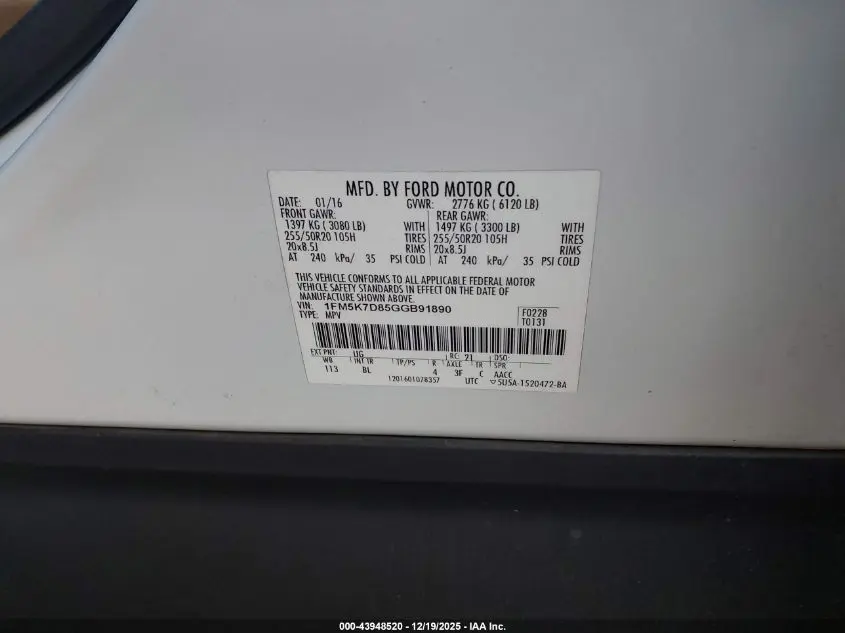 2016 FORD EXPLORER XLT