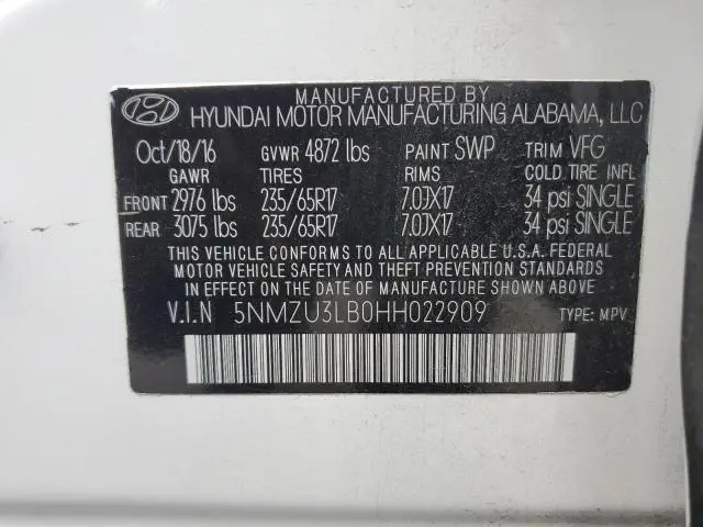 2017 HYUNDAI SANTA FE SPORT   