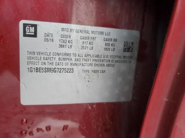 2016 CHEVROLET CRUZE LT  