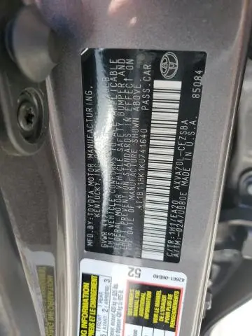 2019 TOYOTA CAMRY L  