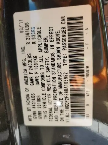 2011 HONDA ACCORD EXL  