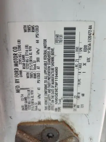 2015 FORD TRANSIT CONNECT XL  