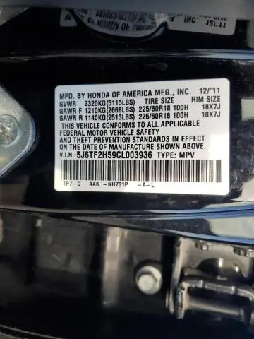 2012 HONDA CROSSTOUR EXL  