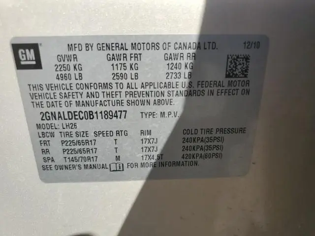 2011 CHEVROLET EQUINOX LT  