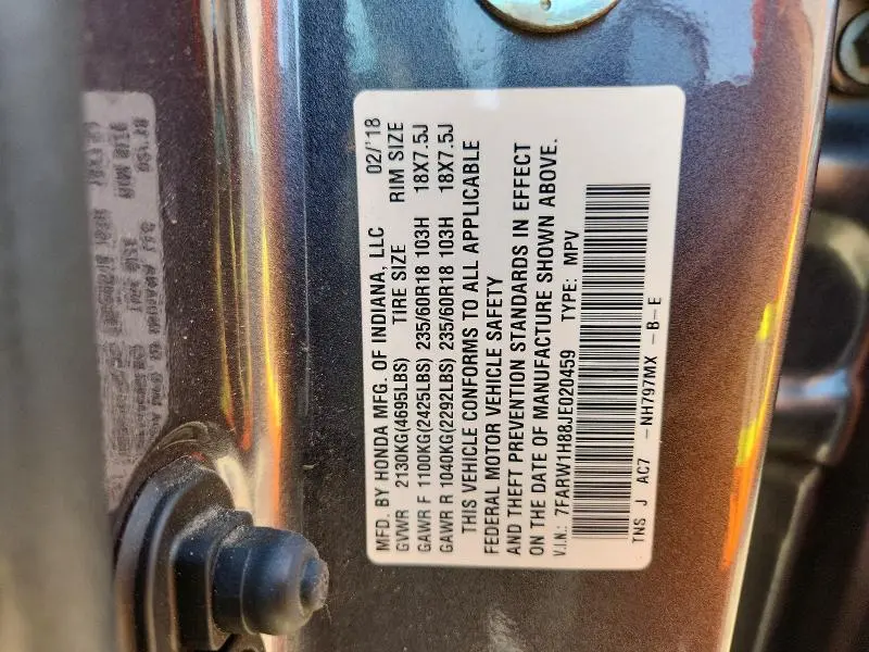 2018 HONDA CR-V EXL  