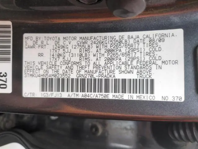 2010 TOYOTA TACOMA DOUBLE CAB PRERUNNER LONG BED  