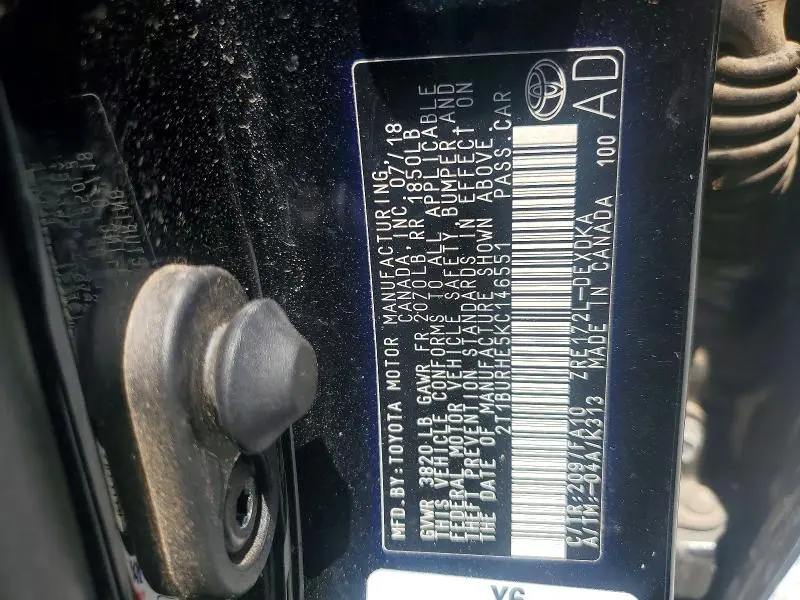 2019 TOYOTA COROLLA L  