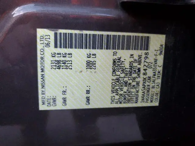 2013 NISSAN MAXIMA S  