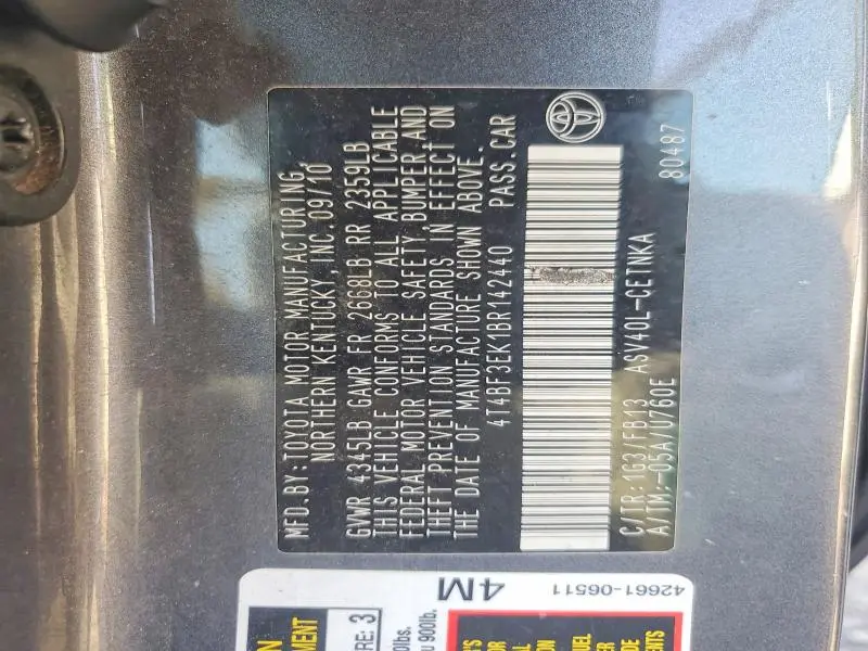 2011 TOYOTA CAMRY LE  