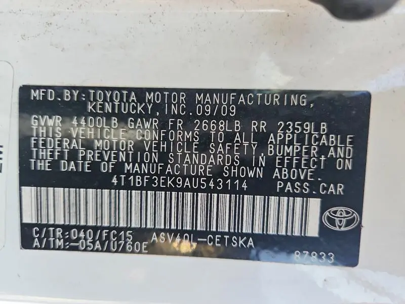 2010 TOYOTA CAMRY SE  