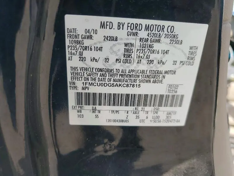 2010 FORD ESCAPE XLT  