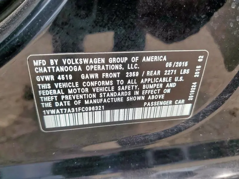 2015 VOLKSWAGEN PASSAT S  
