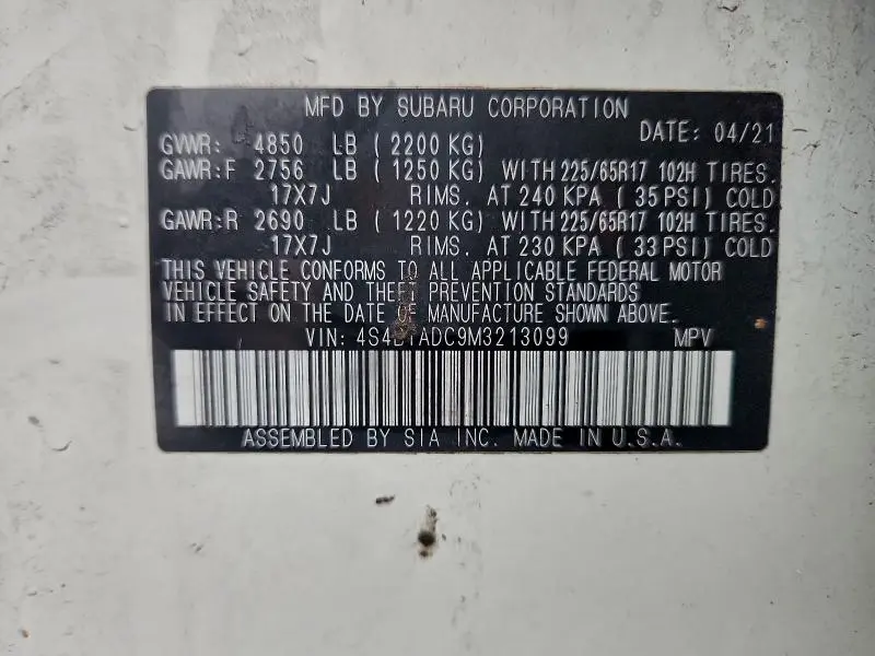 2021 SUBARU OUTBACK PREMIUM  