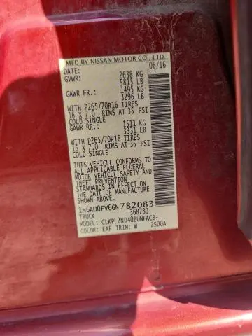 2016 NISSAN FRONTIER SV  