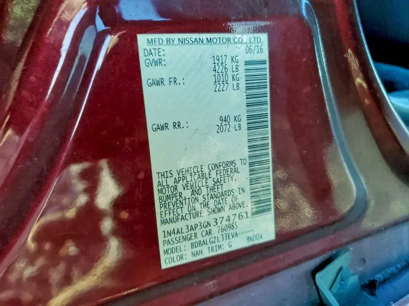 2016 NISSAN ALTIMA 2.5  