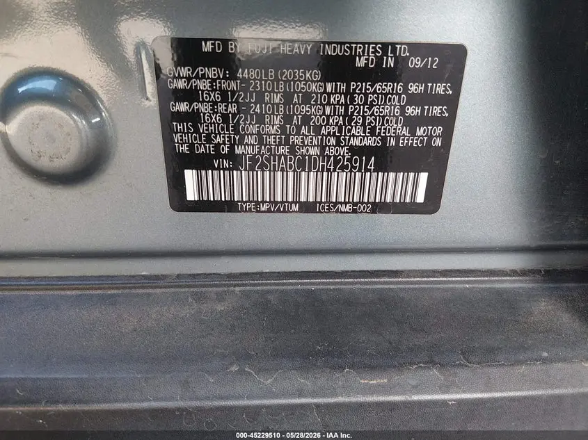 2013 SUBARU FORESTER 2.5X