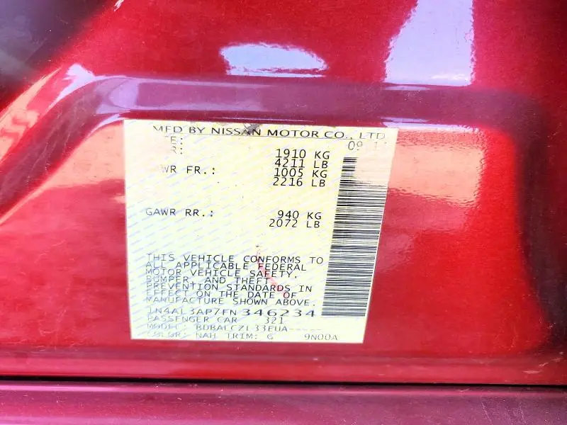 2015 NISSAN ALTIMA 2.5 S  