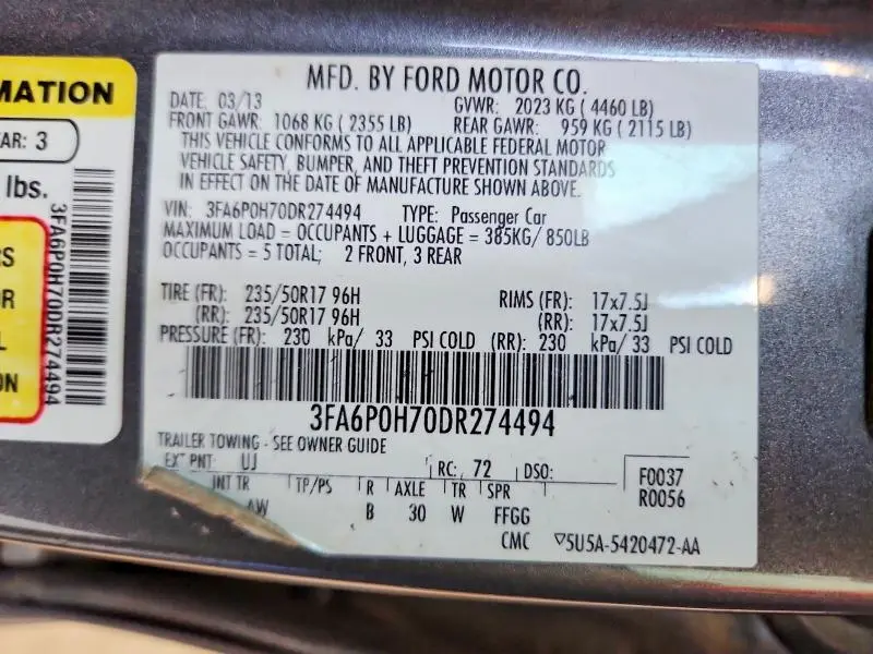 2013 FORD FUSION SE  