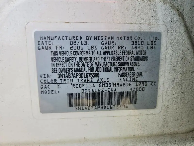 2013 NISSAN SENTRA S  