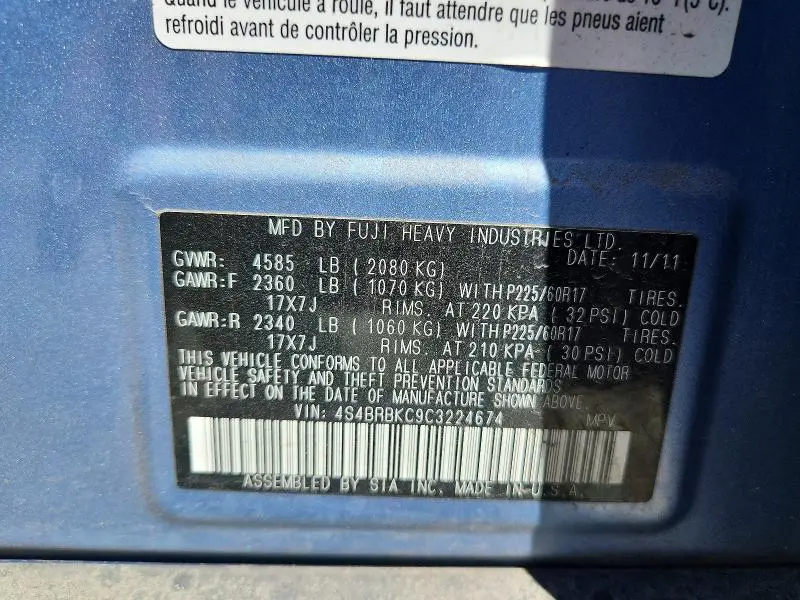 2012 SUBARU OUTBACK 2.5I LIMITED  