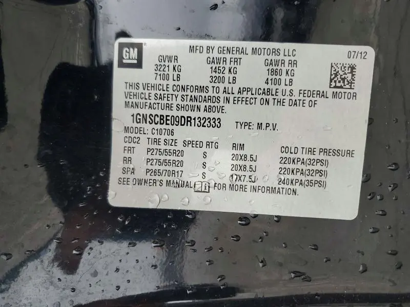 2013 CHEVROLET TAHOE C1500 LT  