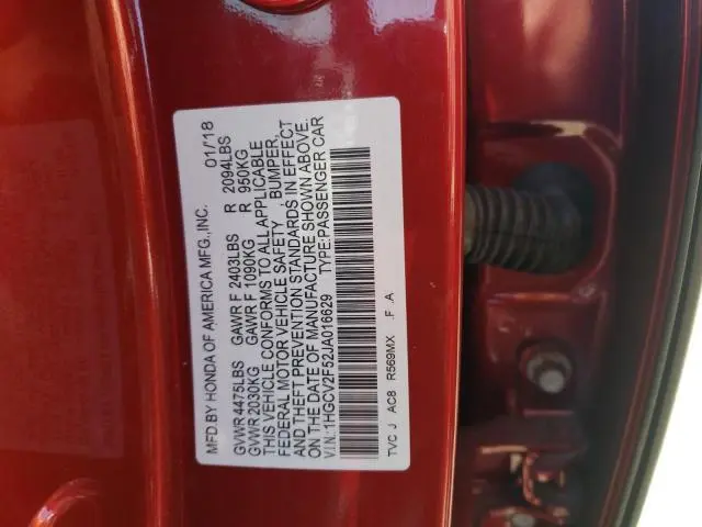 2018 HONDA ACCORD EXL  