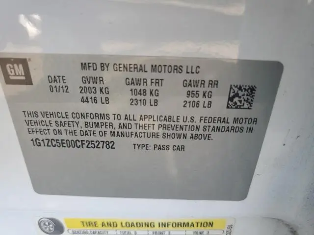 2012 CHEVROLET MALIBU 1LT  
