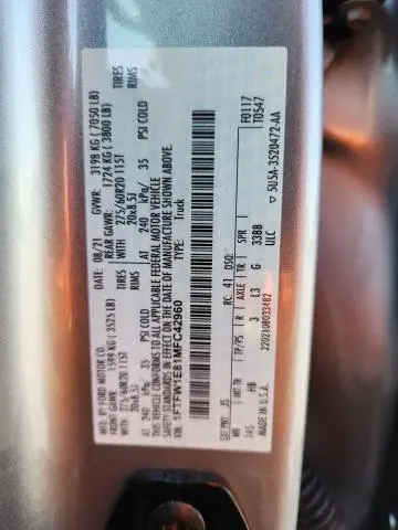 2021 FORD F150 SUPERCREW  