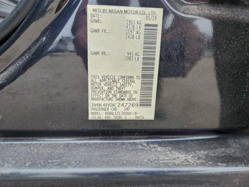 2019 NISSAN ALTIMA SL  