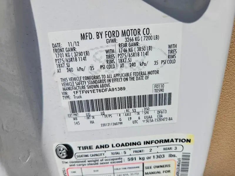 2013 FORD F150 SUPERCREW  