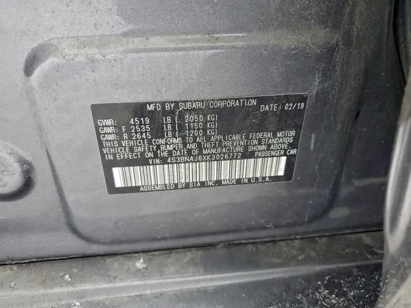 2019 SUBARU LEGACY 2.5I LIMITED  