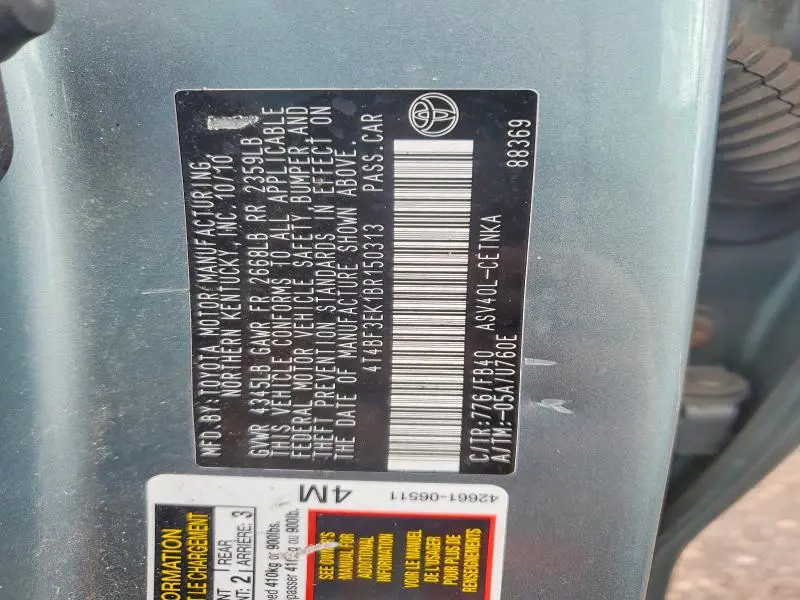 2011 TOYOTA CAMRY LE  